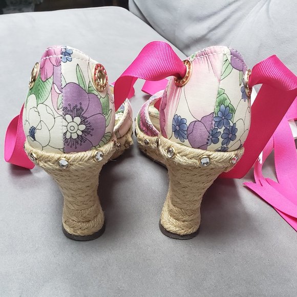 Nina Devin Floral Ribbon Tie Espadrille Wedges  Size 6 - Picture 7 of 10